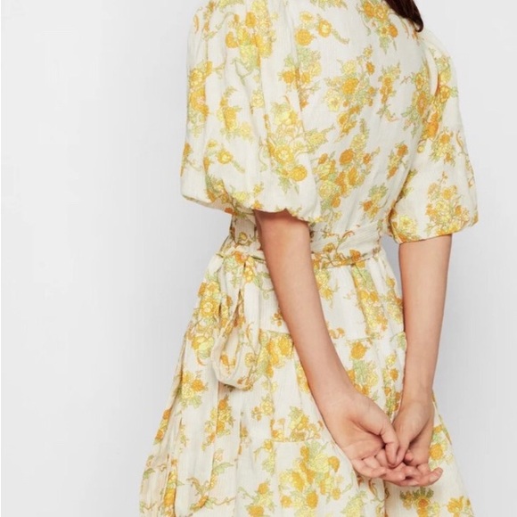 Faithful the brand floral linen wrap dress Rooney mini wrap - Picture 2 of 4